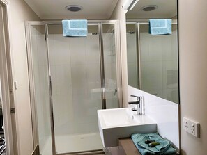 Executive Twin Room | Bathroom | Shower, rainfall showerhead, hair dryer, towels