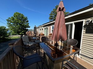 Outdoor dining - Hi Spot Studio with shared beach on Winnipesaukee! (Laconia)