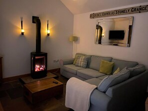 Cottage | Living room | Fireplace - The Knox - Beautiful Two Bed Cottage Near Orford (Woodbridge)