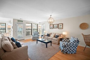 Condo, Multiple Beds, Balcony, Ocean View | Living area - 112 Capt John Fripp Villa (Fripp Island)