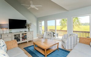 Apartment, Mehrere Betten, Küche, Strandblick | Wohnbereich