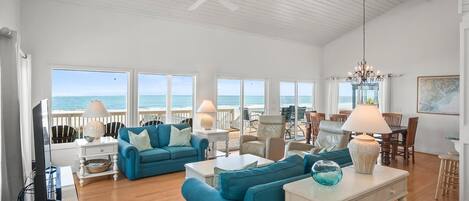 House, Multiple Beds, Balcony, Ocean View | Living area