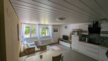 Fernseher, DVD-Player, Bücher, Videothek