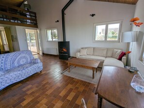 Fireplace, books