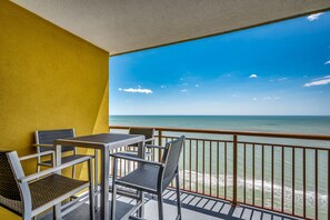 Outdoor dining - Stunning Views Oceanfront Unit with Huge Private Balcony! Prime Spot Downtown (Myrtle Beach)