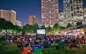 Enjoy outdoor movie nights under the stars in our park, where a large screen comes alive with the latest films.