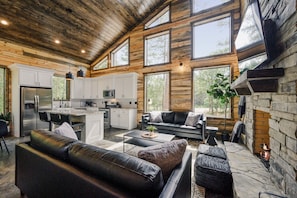 Smart TV, fireplace, video games