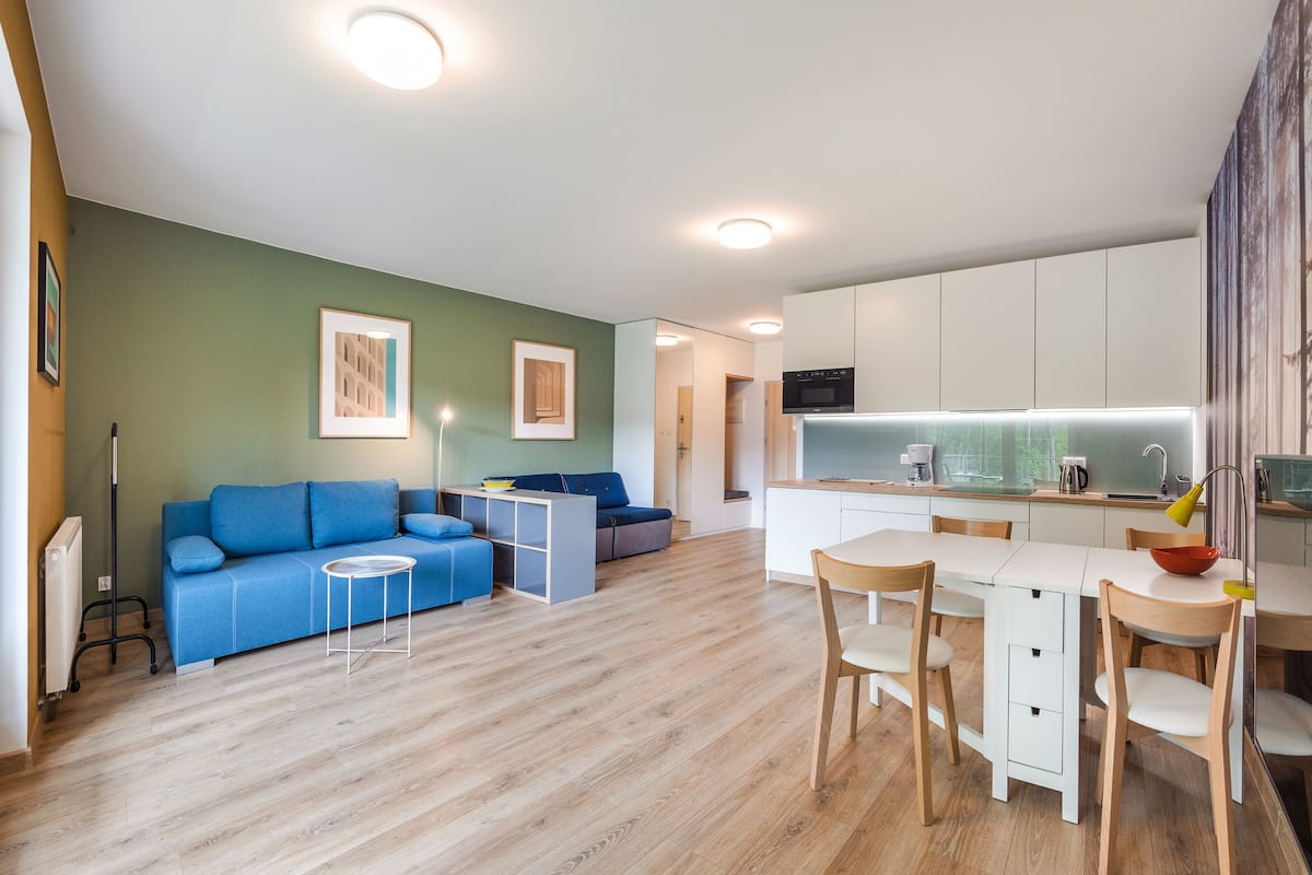 Studio (A 101) | Private kitchenette | Fridge, stovetop, electric kettle, cookware/dishes/utensils