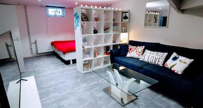 Modern and fresh basement apartment for up to 6 plus baby.