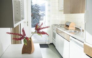 Réfrigérateur, four, lave-vaisselle, cafetière/bouilloire