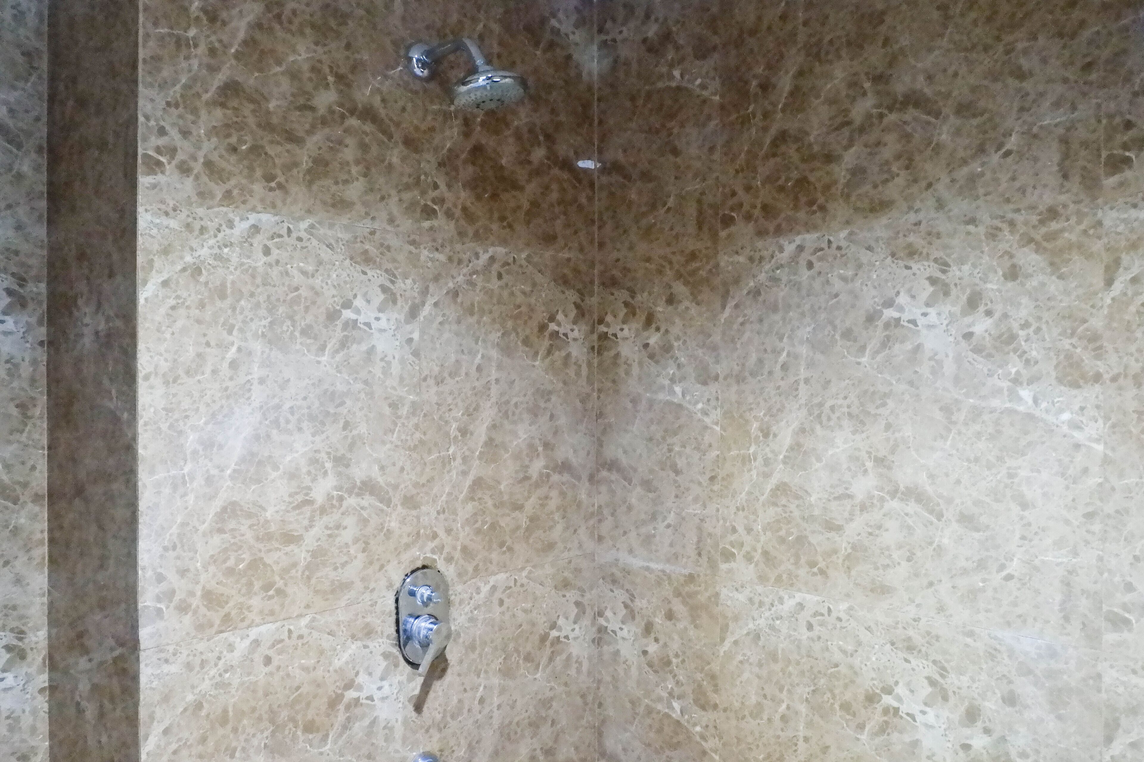 Shower, free toiletries, towels, shampoo