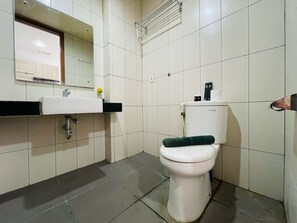 Shower, free toiletries, towels