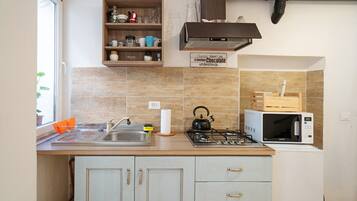 KĂŒhlschrank, Mikrowelle, Herdplatte, Wasserkocher