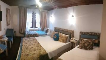 Laptop workspace, free WiFi, bed sheets