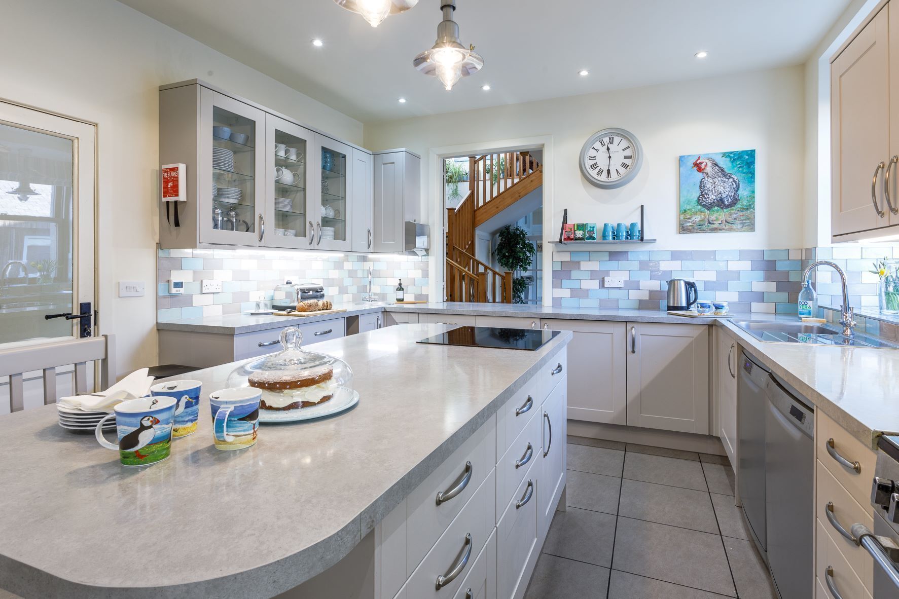 Fridge, microwave, dishwasher, high chair