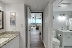 Bathtub, hair dryer, towels