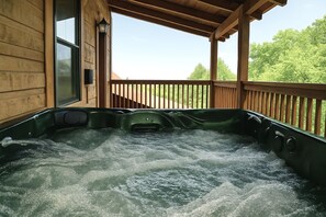 Outdoor spa tub - Family-Friendly Cabin | Hot Tub, Views, Game Loft & FREE Tickets Daily! (Sevierville)