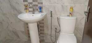 Douche, séchoir à cheveux, savon, papier de toilette