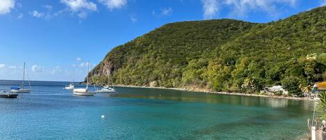 On the beach, beach towels, scuba diving
