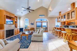 Living area - Blue Heron - Dog Friendly, Community Pool, Across from Beach, Sunset Beach! (St. George Island)