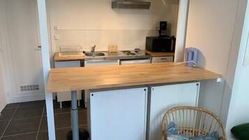 Fridge, microwave, coffee/tea maker