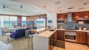 Fridge, microwave, dishwasher, coffee/tea maker