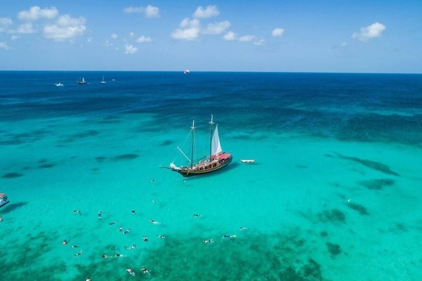 On the beach, sun loungers, beach towels