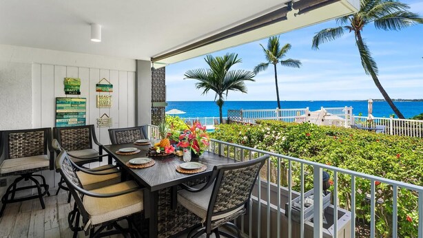Condo, Multiple Beds (Alii Villas#127 Remodeled, AC & Ocean) | Outdoor dining - Alii Villas#127 Remodeled, AC & Ocean Views! (Kailua-Kona)