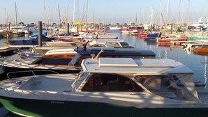 Een jachthaven met verschillende boten afgemeerd.