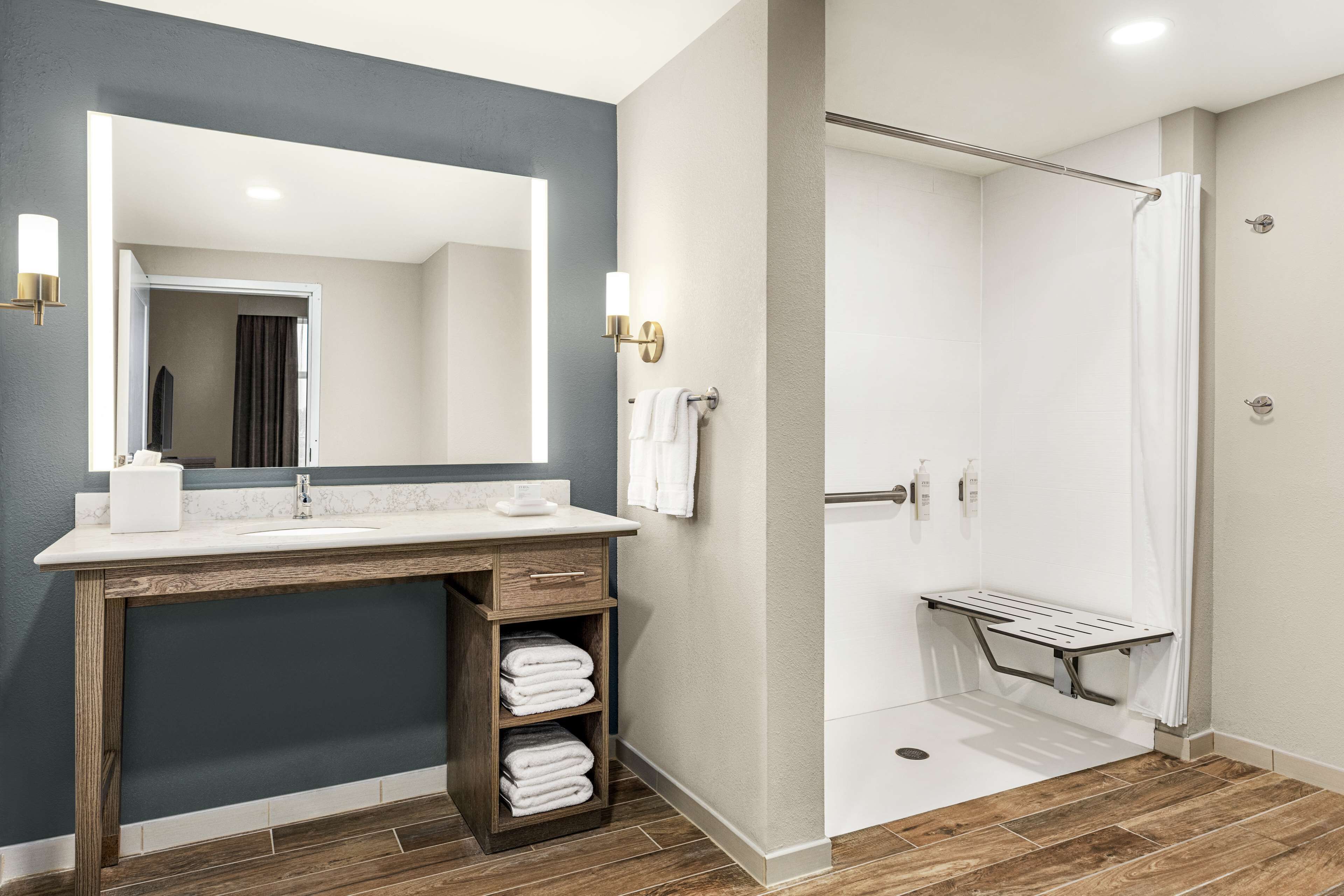 suite, 1 king bed, accessible (roll-in shower, nonsmoking) | bathroom shower