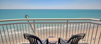Oceanfront condo at Cherry Grove Pier with 2 pools, on-site dining, & balcony