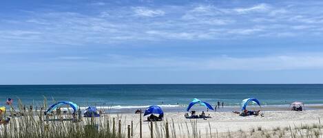 Beach nearby, sun loungers