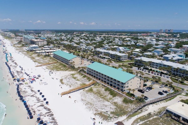 On the beach, sun loungers