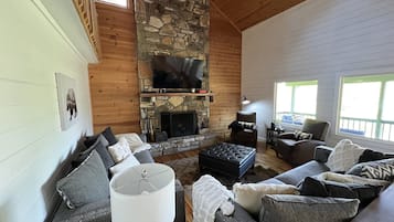 TV connectée, cheminée, jeux vidéo, lecteur de DVD