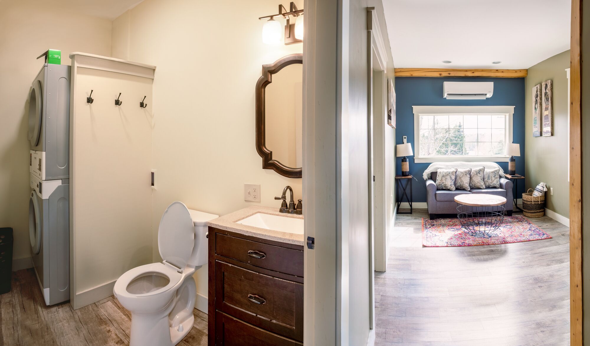 Een bad, een haardroger, handdoeken