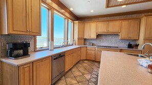 Fridge, microwave, oven, dishwasher