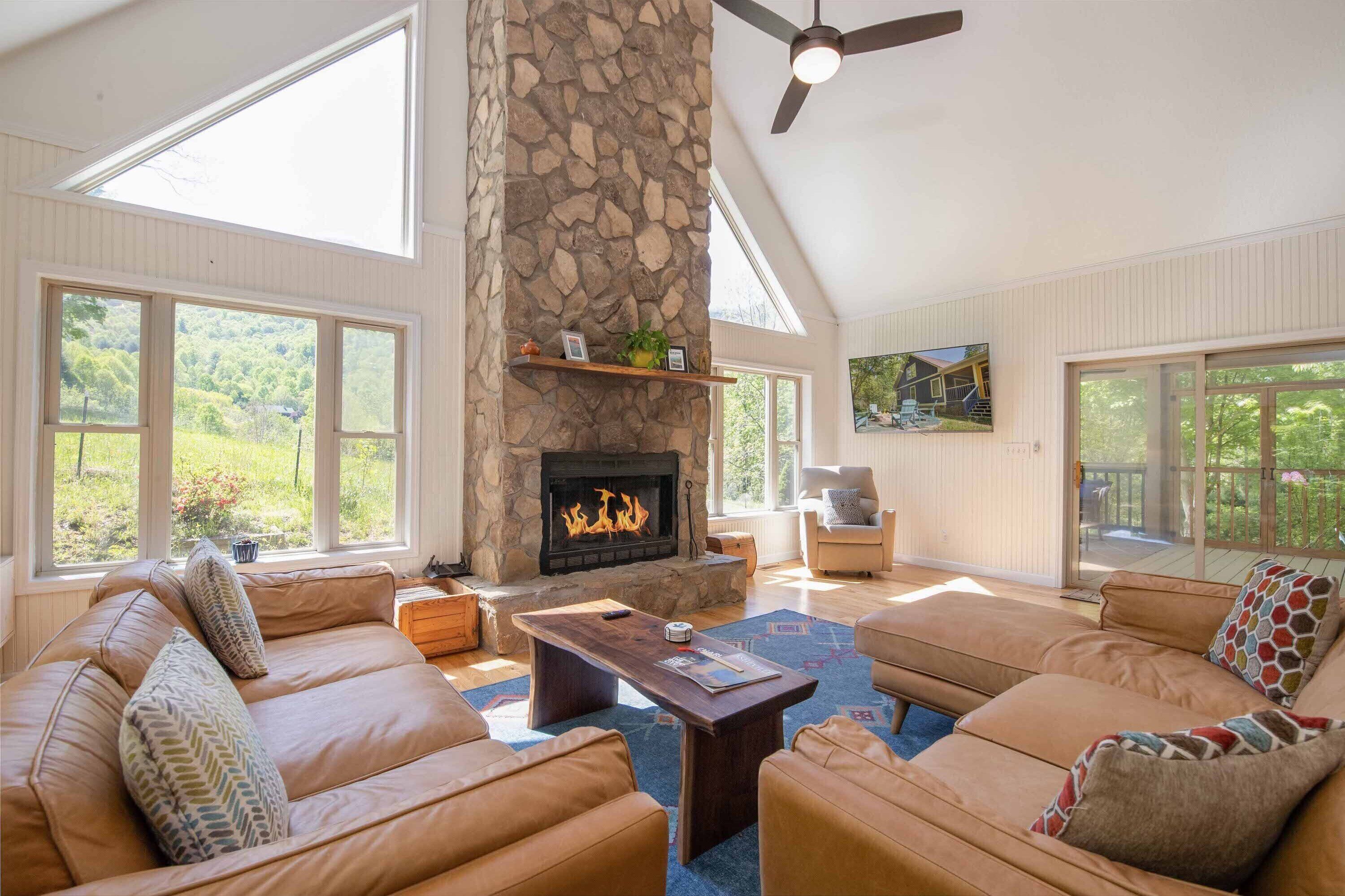 Smart TV, fireplace, video games, books