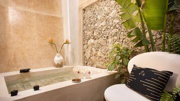 Hair dryer, bathrobes, towels, soap