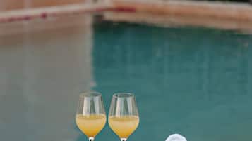Outdoor pool, sun loungers
