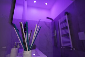 Dusche, Haartrockner, Bidet, Handtücher