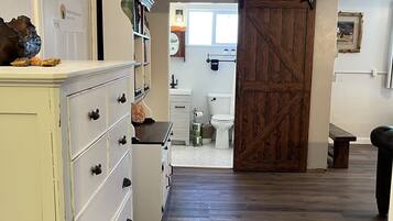 Eco-friendly toiletries, hair dryer, towels, soap