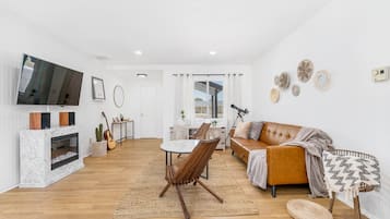 Smart TV, fireplace, video games, table football