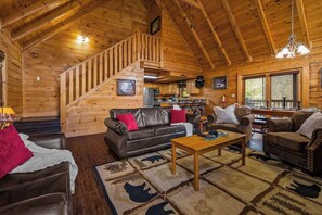Smart TV, fireplace, video games, DVD player