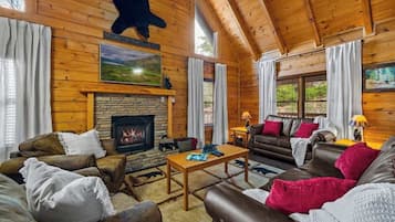 Smart TV, fireplace, video games, DVD player