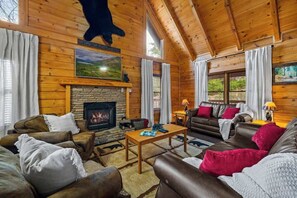 Smart TV, fireplace, video games, DVD player