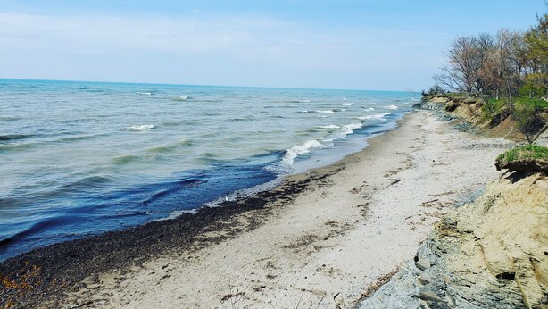 A beach with a sandy shore and waves. - LAKEVIEW Hot Tub Retreat Near Wineries! (Silver Creek)