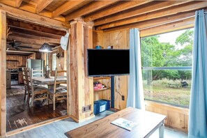 A sound system, Roku TV,  and Wifi internet service provide plenty of tech-based entertainment at the farmhouse! - Old Fellows Farmhouse | 2BR with Country Views (Kerrville)