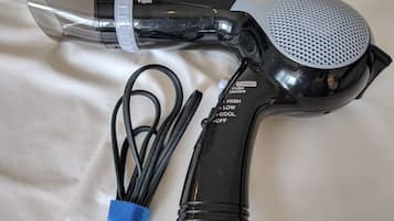Hair dryer, towels