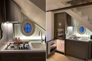 Frigorifero, forno, piano cottura, lavastoviglie