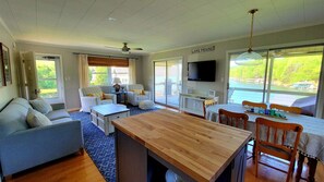 TV, DVD player, books